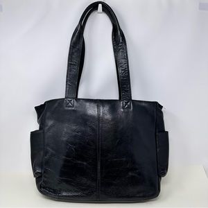 Frye Vintage Leather Tote Shoulder Bag Shopper Carry On Handbag Purse Black